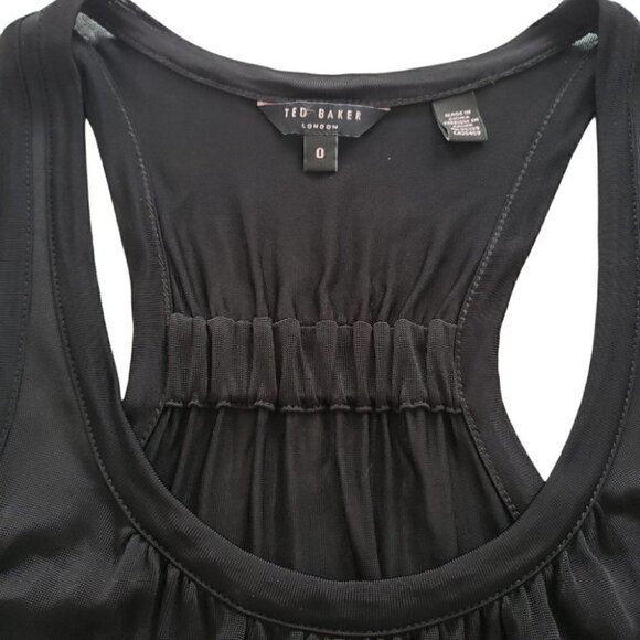 Ted Baker Skylon Black Mesh Racerback Tanks Top Semi Sheer - Picture 4 of 5